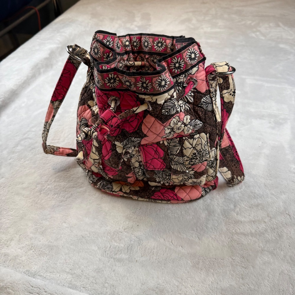Vera Bradley Floral Quilted Bucket Bag Crossbody‎ Shoulder Drawstring - Picture 5 of 6